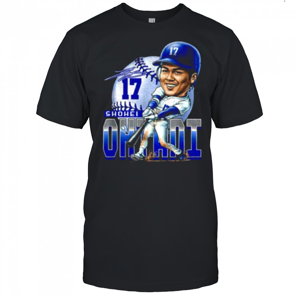 Shohei Ohtani Los Angeles Hitting Los Angeles Dodgers cartoon big head MLB 2025 signature shirt