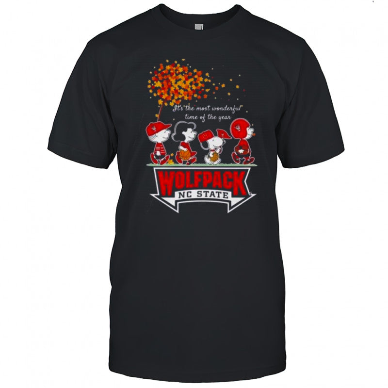 Snoopy And Friends X Wolfpack NC State Sports Team It’s The Most Wonderful Time Of The Year Autumn T Shirt