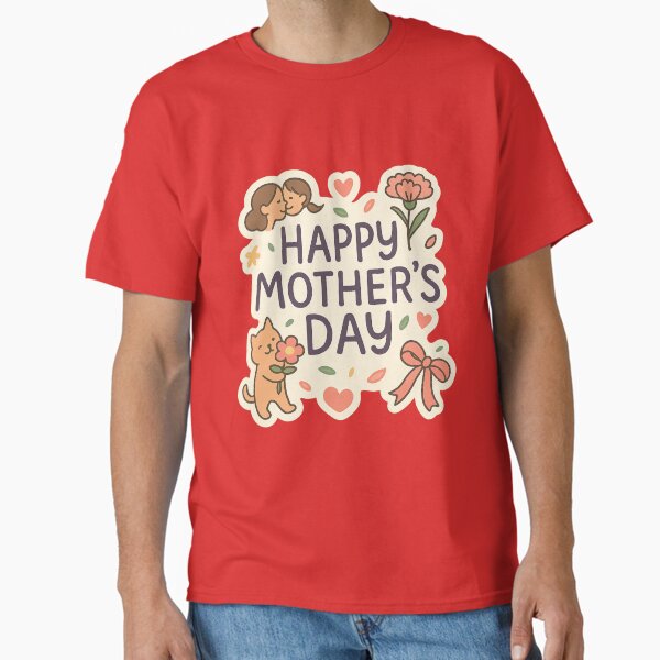 Cute Cat with Flowers – Mother’s Day Art Classic T-Shirt for Sale by CHI0904
