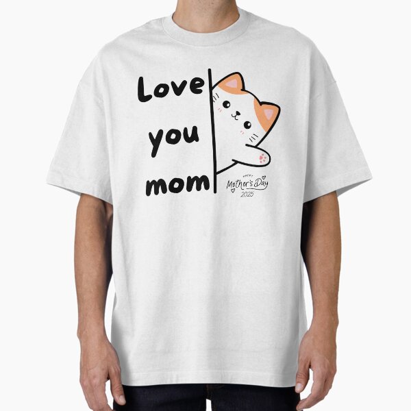 Cute Cat Peeking – Happy Mother’s Day Kawaii Design Oversized T-Shirt for Sale by Beamiverse