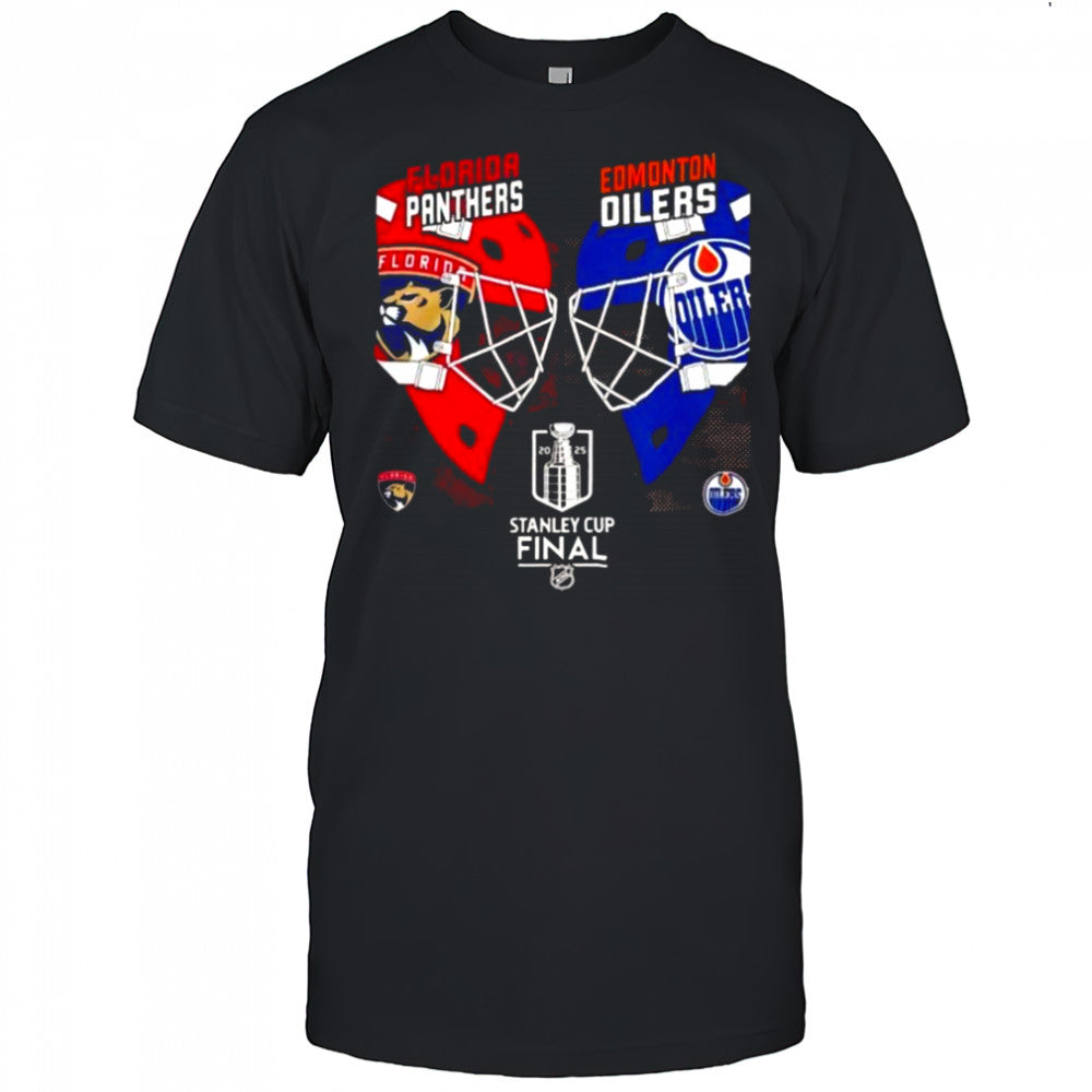 Stanley Cup Final 2025 Florida Panthers vs Edmonton Oilers helmets dueling shirt