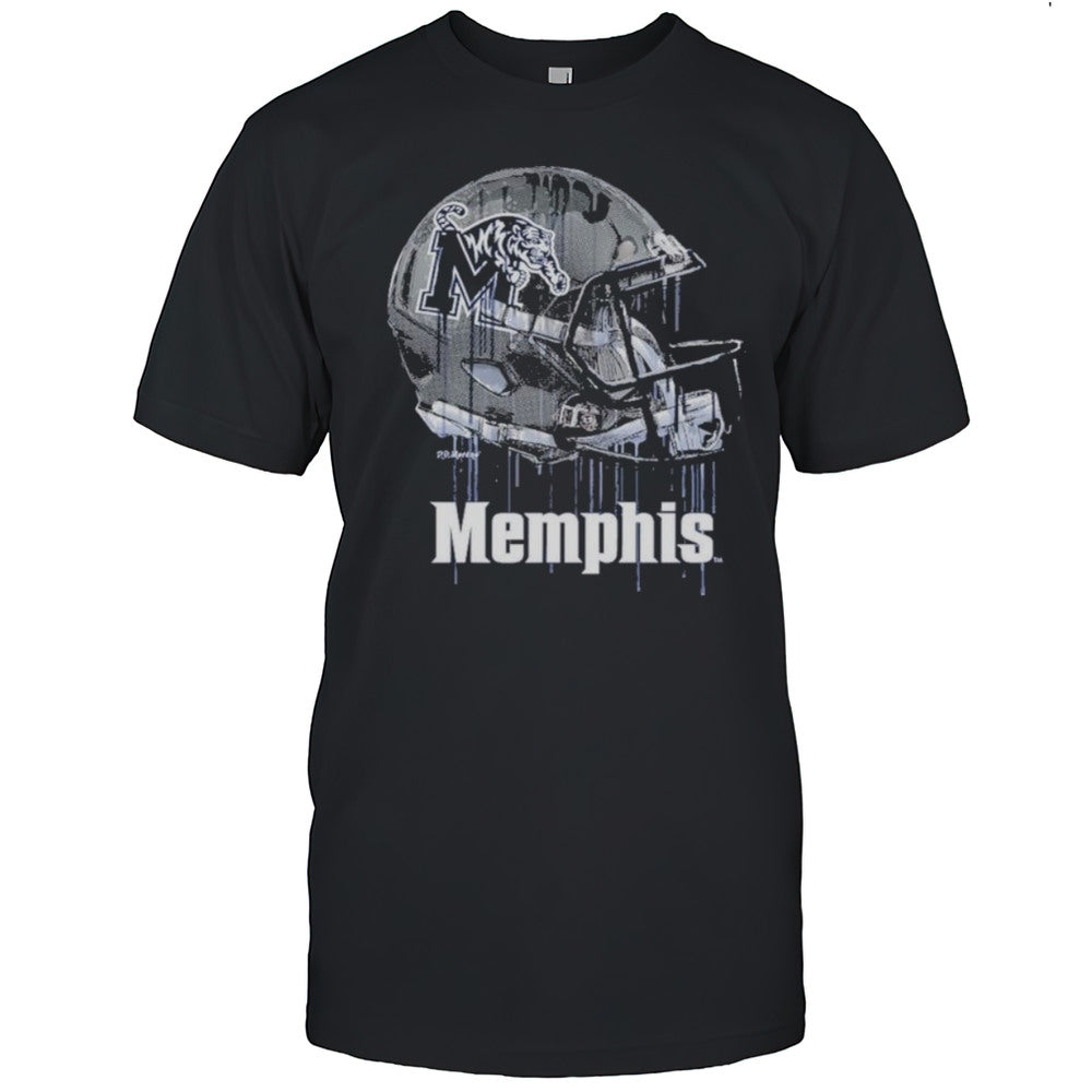Youth Vive La Fete Navy Memphis Tigers Dripping Football Helmet Shirts
