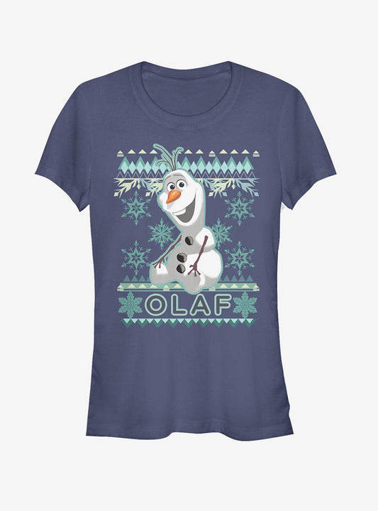 Disney Ugly Christmas Sweater Olaf Girls T-shirt | Trendy Graphic Tee | Casual Unisex T-shirt