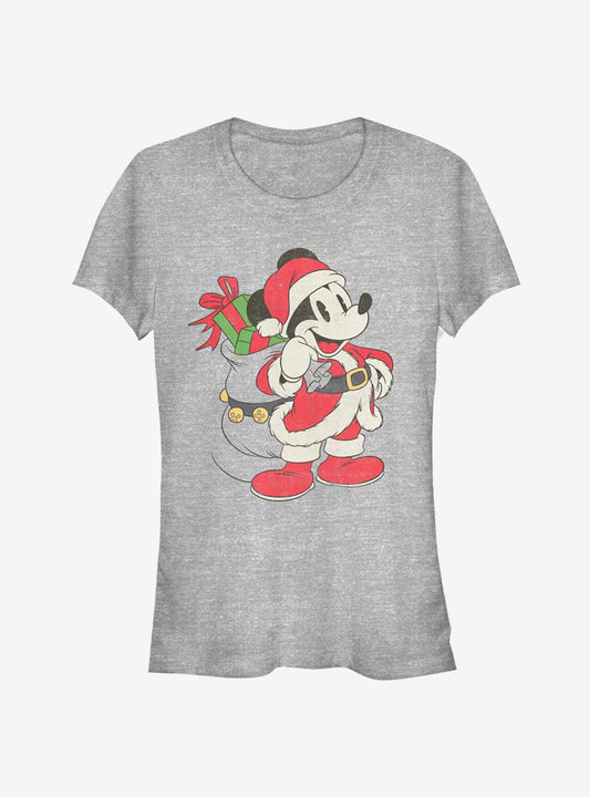 Disney Mickey Mouse Christmas Santa Classic Girls T-Shirt T-Shirt | High-Quality Print | Perfect For Daily Wear