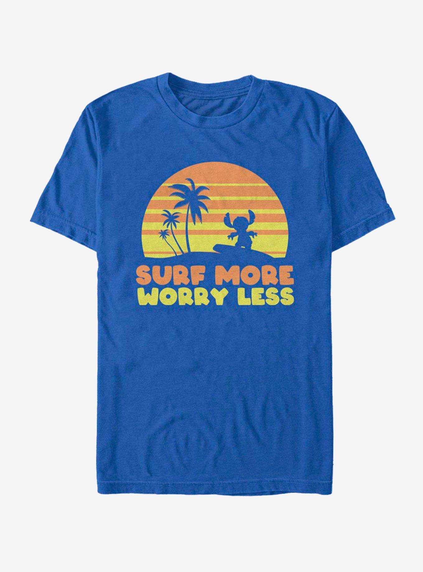 Disney Lilo Stitch Surf More Worry Less T-Shirt T-Shirt | Best-Selling Artwork | Perfect For Daily Wear