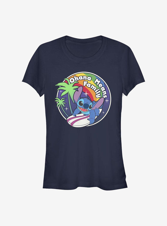 Disney Lilo Stitch Rainbow Ohana Means Family Girls T-Shirt T-Shirt | Exclusive Art Design | Perfect For Daily Wear