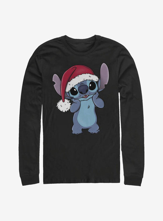 Disney Lilo Stitch Wearing Santa Hat Long-Sleeve T-Shirt T-Shirt | Premium Graphic | High Demand Item