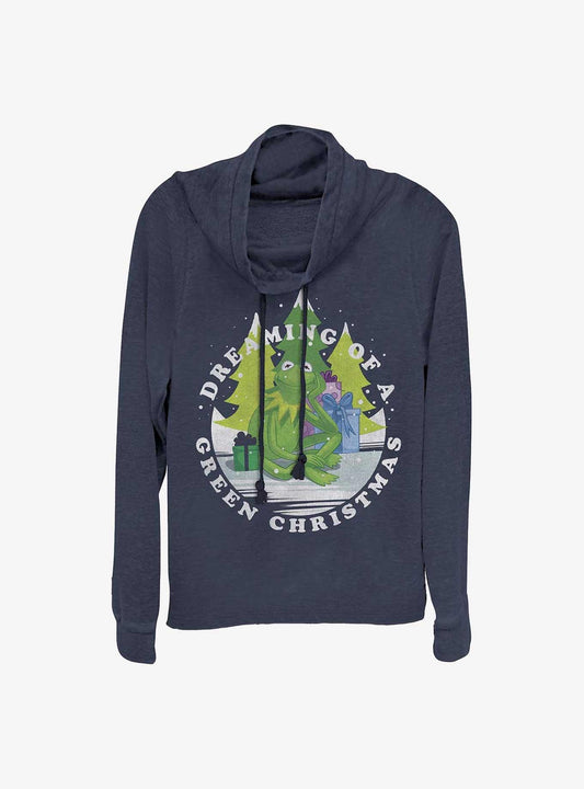 Disney The Muppets Dreaming Of Green Christmas Cowlneck Long-Sleeve Girls T-Shirt T-Shirt | Trending Design | Great Gift Idea