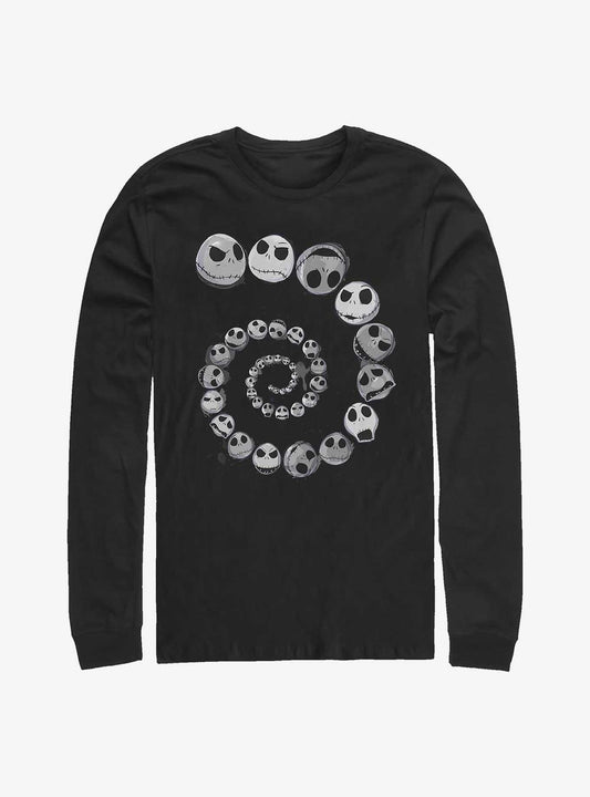 Disney The Nightmare Before Christmas Jack Emotions Spiral Long-sleeve T-shirt | Trendy Graphic Tee | Casual Unisex T-shirt