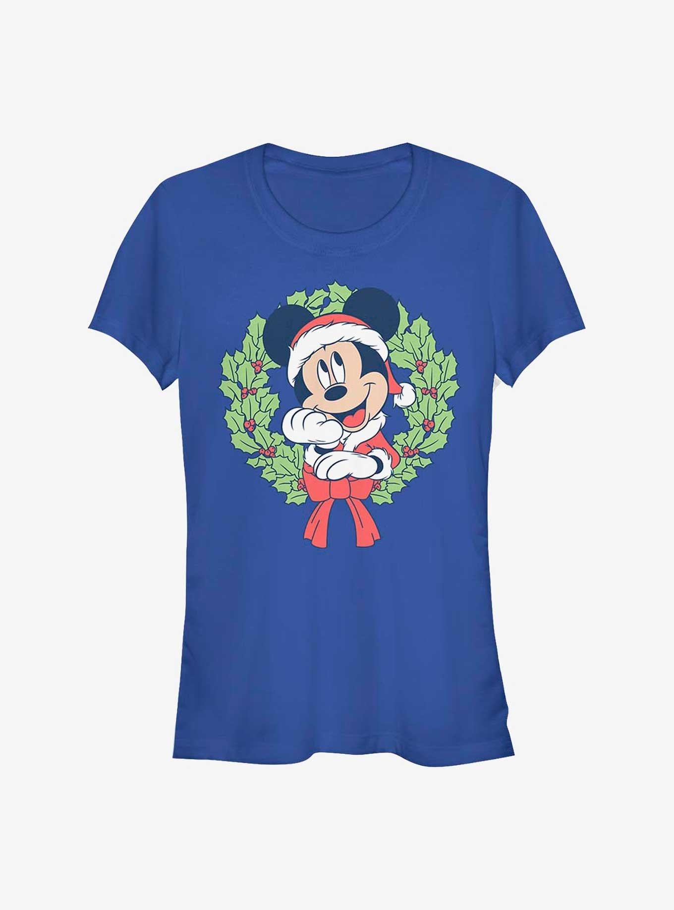 Disney Mickey Mouse Mickey Christmas Wreath Girls T-Shirt T-Shirt | Viral Style | Perfect For Daily Wear