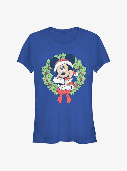 Disney Mickey Mouse Mickey Christmas Wreath Girls T-Shirt T-Shirt | Viral Style | Perfect For Daily Wear