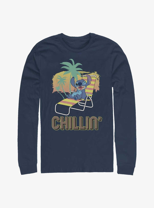 Disney Lilo Stitch Stitch Chillin Long-Sleeve T-Shirt T-Shirt | Top Trending Artwork | Great Gift Idea