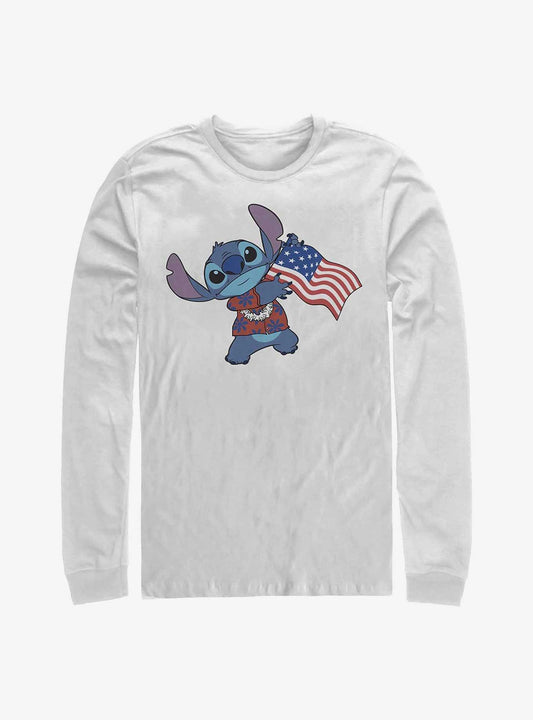 Disney Lilo Stitch Tropic Stitch Flag Long-Sleeve T-Shirt T-Shirt | Best-Selling Design | Trending Now