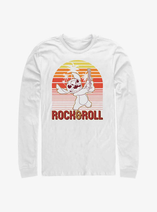 Disney Lilo Stitch Rock And Roll Stitch Long Sleeve T-Shirt T-Shirt | Bold Graphic Edition | Must-Have Style