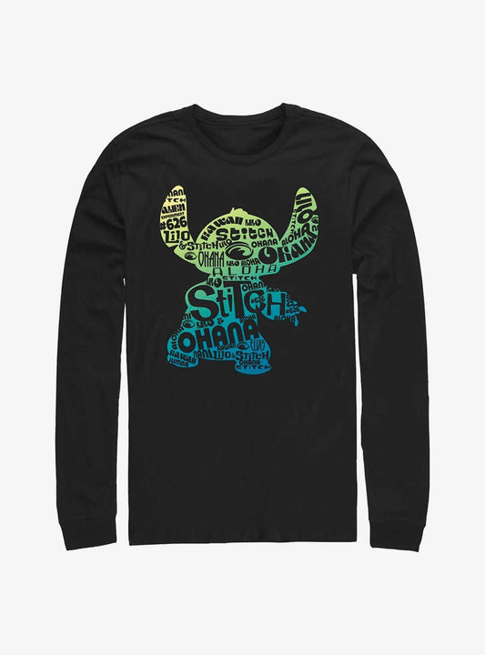 Disney Lilo Stitch Text Fill Long Sleeve T-Shirt T-Shirt | Bold Graphic Edition | Top Pick For Fans