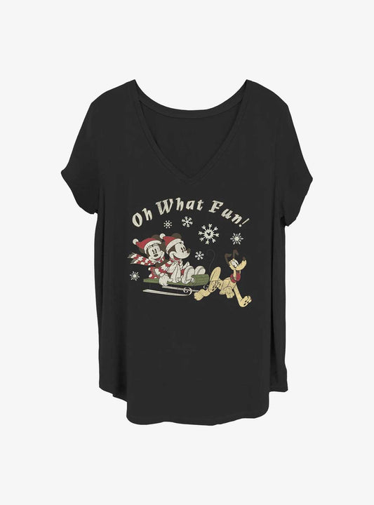 Disney Mickey Mouse Minnie Mouse Holiday Oh What Fun Girls T-Shirt Plus Size T-Shirt | Best-Selling Artwork | Trending Now