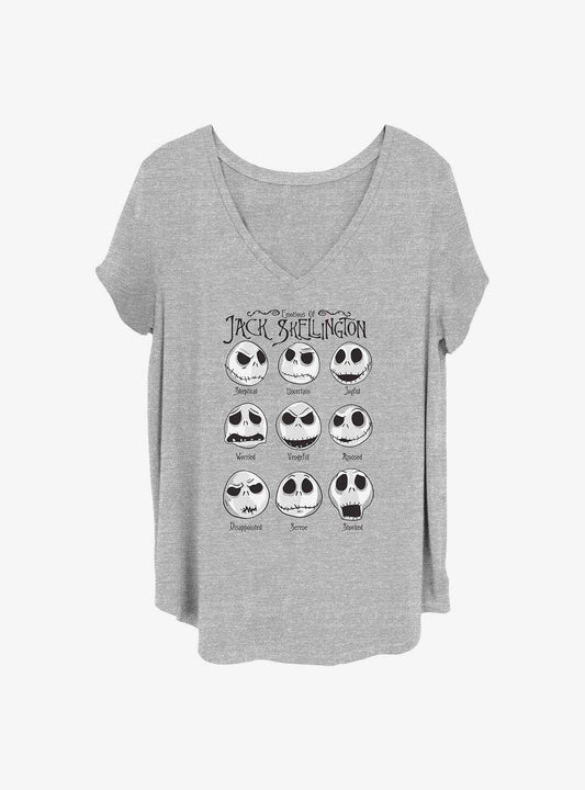 Disney The Nightmare Before Christmas Jack Emotions Girls T-Shirt Plus Size T-Shirt | Streetwear Vibe | High Demand Item