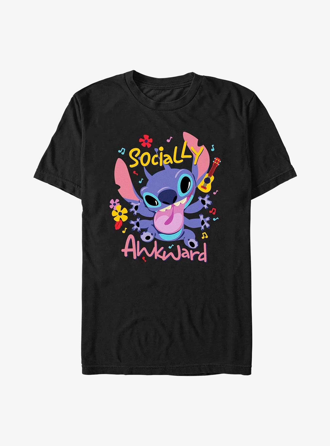 Disney Lilo Stitch Socially Awkward T-Shirt T-Shirt | Vintage Graphic Vibe | Perfect For Daily Wear
