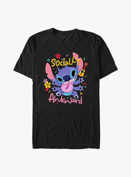 Disney Lilo Stitch Socially Awkward T-Shirt T-Shirt | Vintage Graphic Vibe | Perfect For Daily Wear