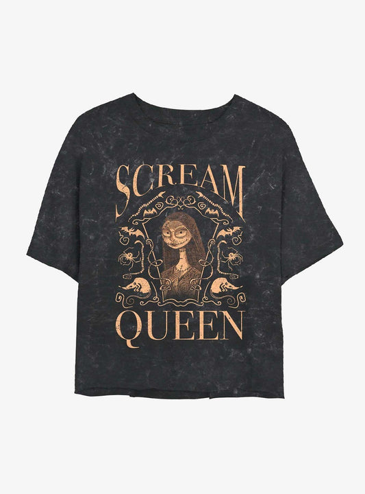 Disney The Nightmare Before Christmas Sally Scream Queen Mineral Wash Crop Girls T-Shirt T-Shirt | Premium Graphic | Trending Now
