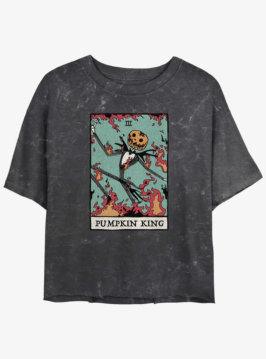 Disney The Nightmare Before Christmas Jack Pumpkin King Card Mineral Wash Girls Crop T-Shirt T-Shirt | Aesthetic Graphic | High Demand Item