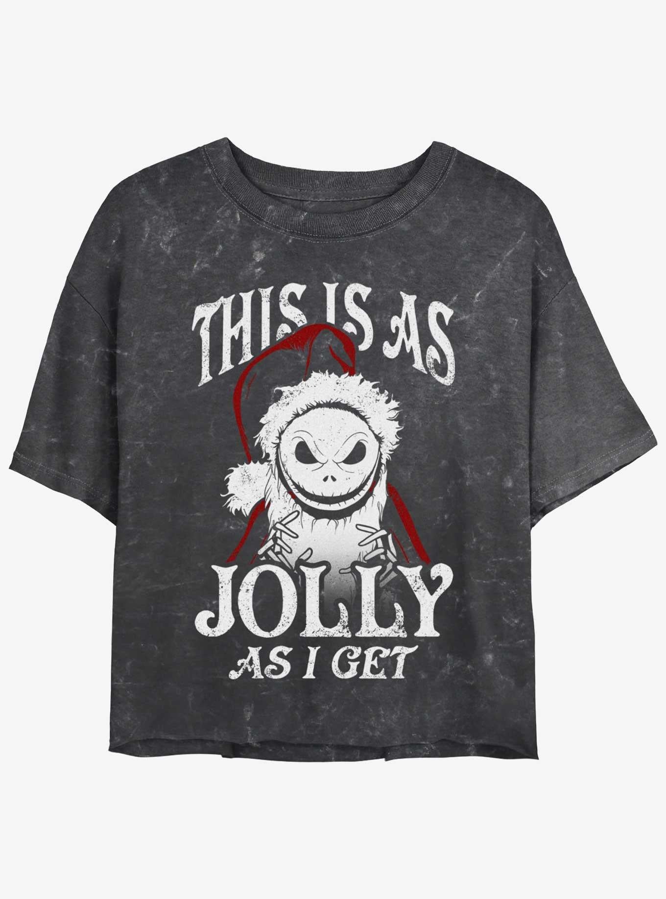 Disney The Nightmare Before Christmas Jolly Santa Jack Mineral Wash Girls Crop T-Shirt T-Shirt | Trending Design | Top Pick For Fans