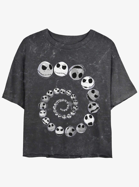 Disney The Nightmare Before Christmas Jack Emotions Spiraling Mineral Wash Girls Crop T-Shirt T-Shirt | Viral Style | Great Gift Idea