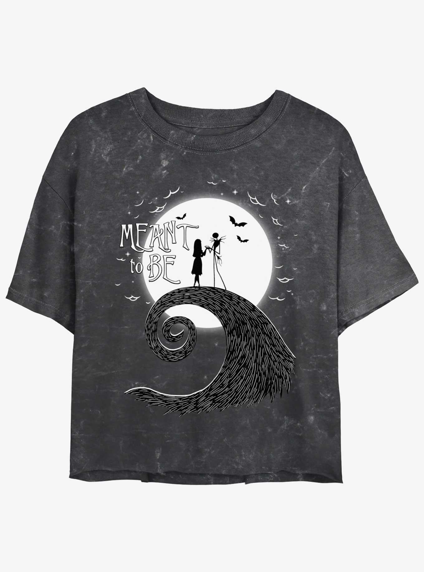 Disney The Nightmare Before Christmas Jack and Sally Meant To Be Mineral Wash Girls Crop T-Shirt T-Shirt | Aesthetic Graphic | High Demand Item