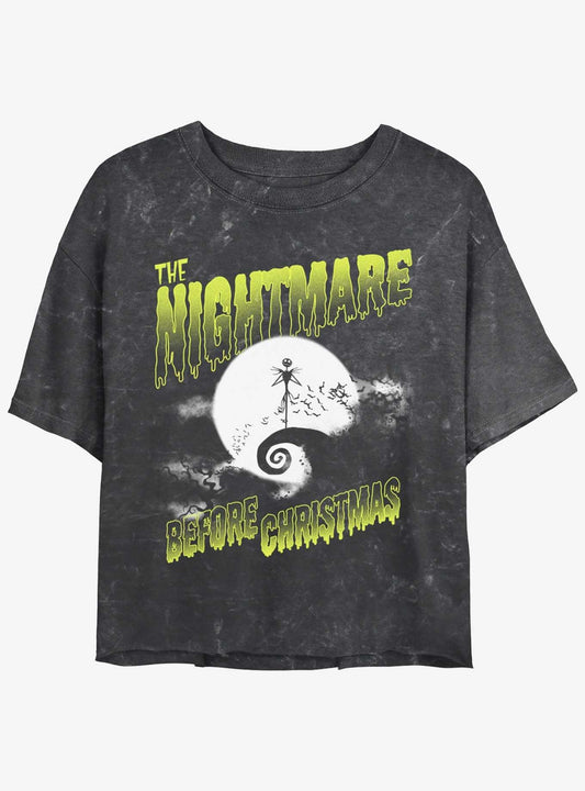 Disney The Nightmare Before Christmas Moonlit Jack Skellington Mineral Wash Girls Crop T-Shirt T-Shirt | Viral Style | Great Gift Idea