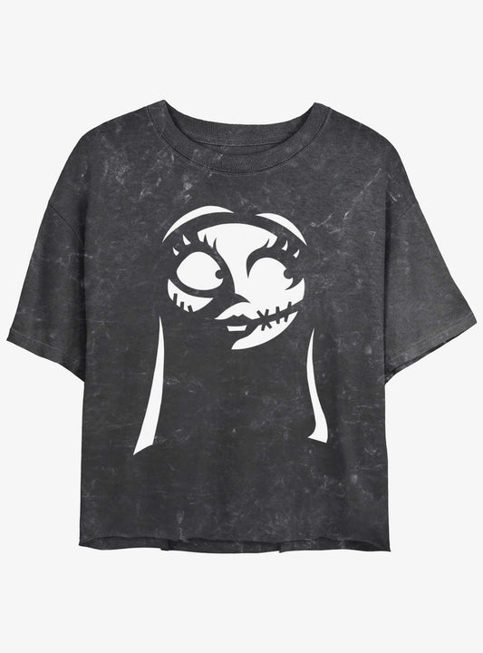 Disney The Nightmare Before Christmas Sally Mineral Wash Girls Crop T-shirt | Trendy Graphic Tee | Casual Unisex T-shirt