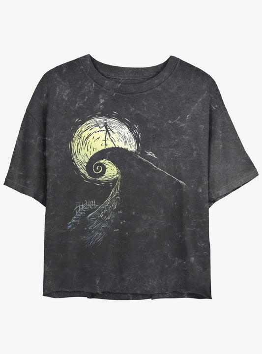 Disney The Nightmare Before Christmas Jack On Spiral Hill Mineral Wash Girls Crop T-Shirt T-Shirt | Best-Selling Artwork | Must-Have Style