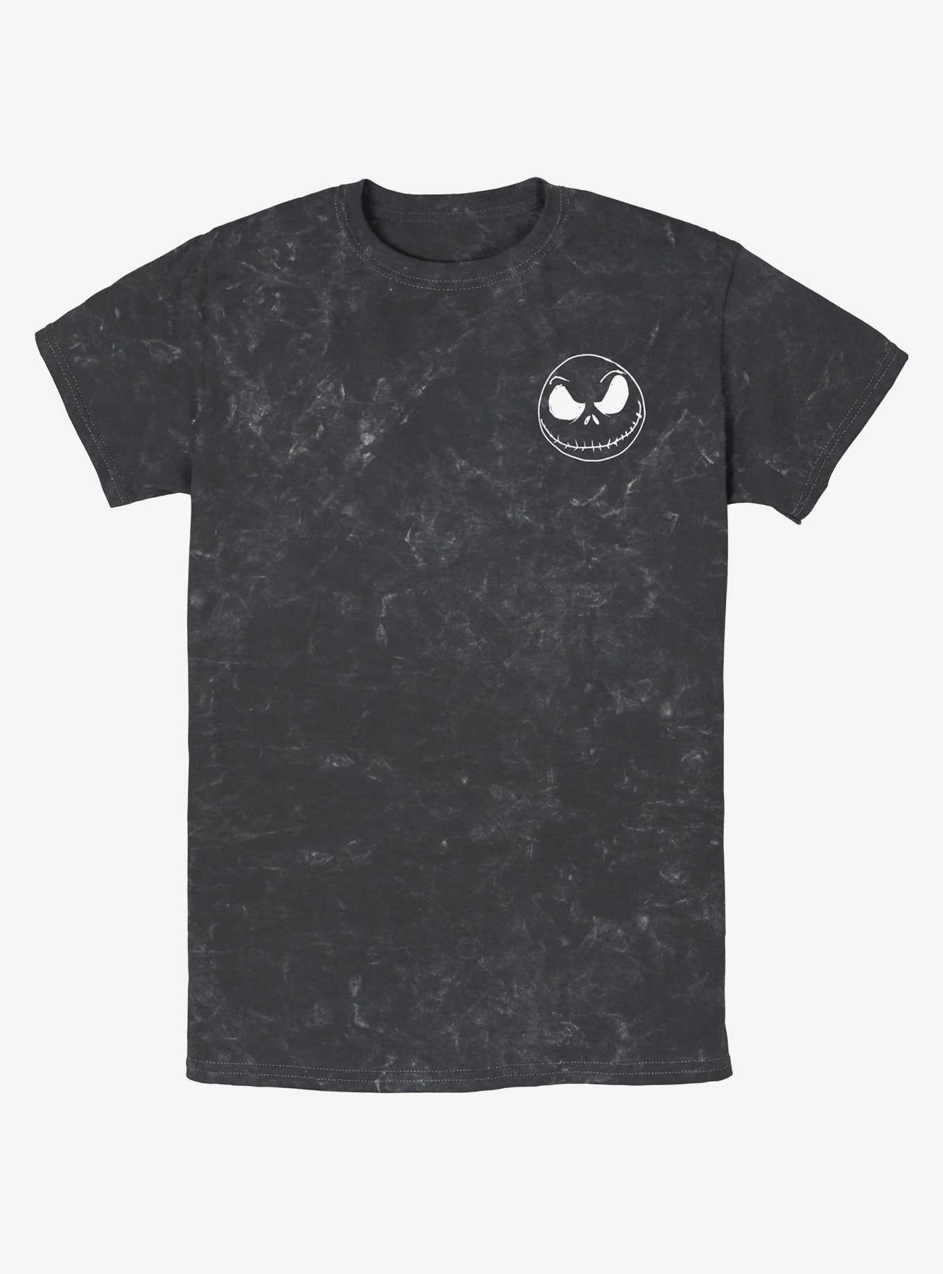 Disney The Nightmare Before Christmas Jack Skellington Pocket Mineral Wash T-shirt | Trendy Graphic Tee | Casual Unisex T-shirt