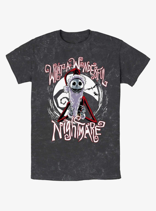 Disney The Nightmare Before Christmas Santa Jack Wonderful Nightmare Mineral Wash T-Shirt T-Shirt | Best-Selling Artwork | Must-Have Style