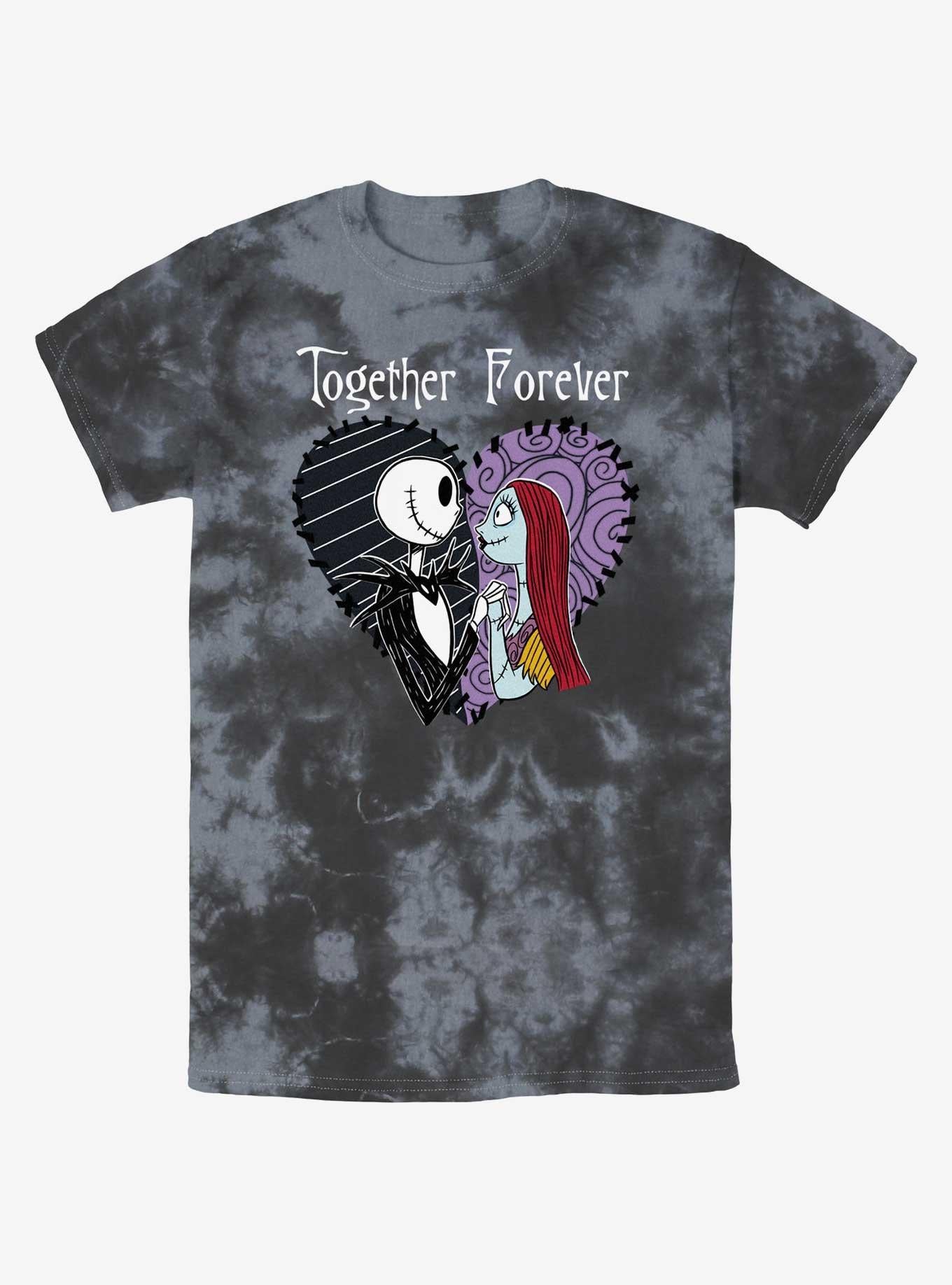Disney The Nightmare Before Christmas Jack and Sally Together Forever Tie-Dye T-Shirt T-Shirt | Viral Style | Great Gift Idea