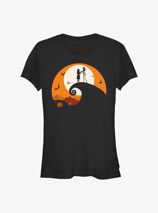 Disney The Nightmare Before Christmas Jack And Sally Haunt Hill Girls T-shirt | Trendy Graphic Tee | Casual Unisex T-shirt