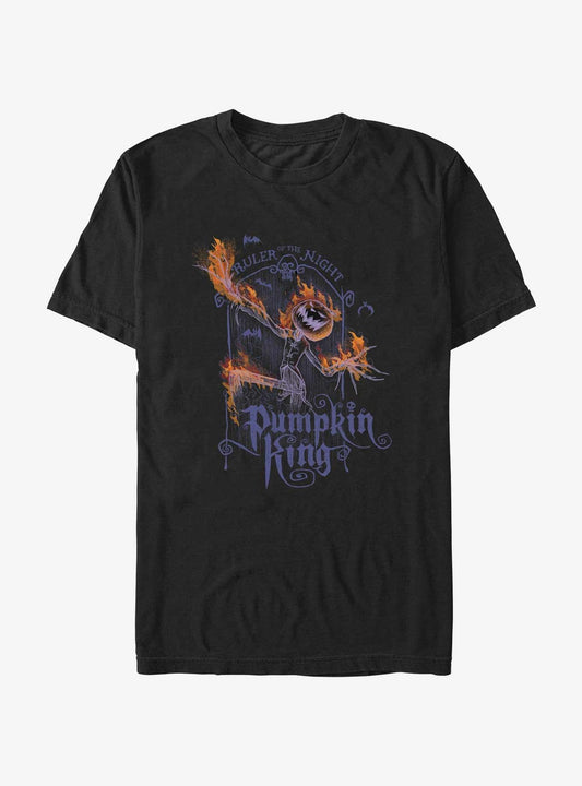 Disney The Nightmare Before Christmas Pumpkin King Flames T-shirt | Trendy Graphic Tee | Casual Unisex T-shirt