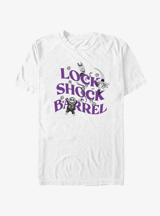 Disney The Nightmare Before Christmas Tricksters Three Lock Shock & Barrel T-shirt | Trendy Graphic Tee | Casual Unisex T-shirt