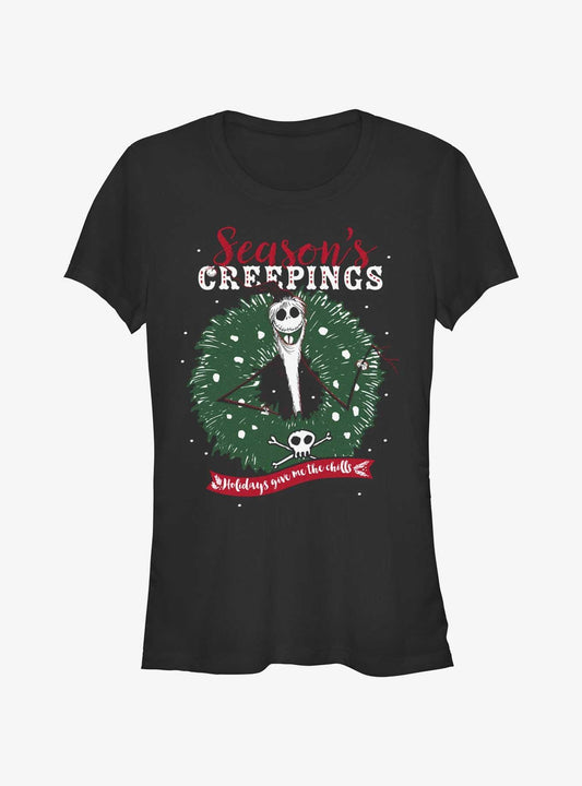 Disney The Nightmare Before Christmas Santa Jack Season's Creepings Wreath Girls T-Shirt T-Shirt | High-Quality Print | Must-Have Style