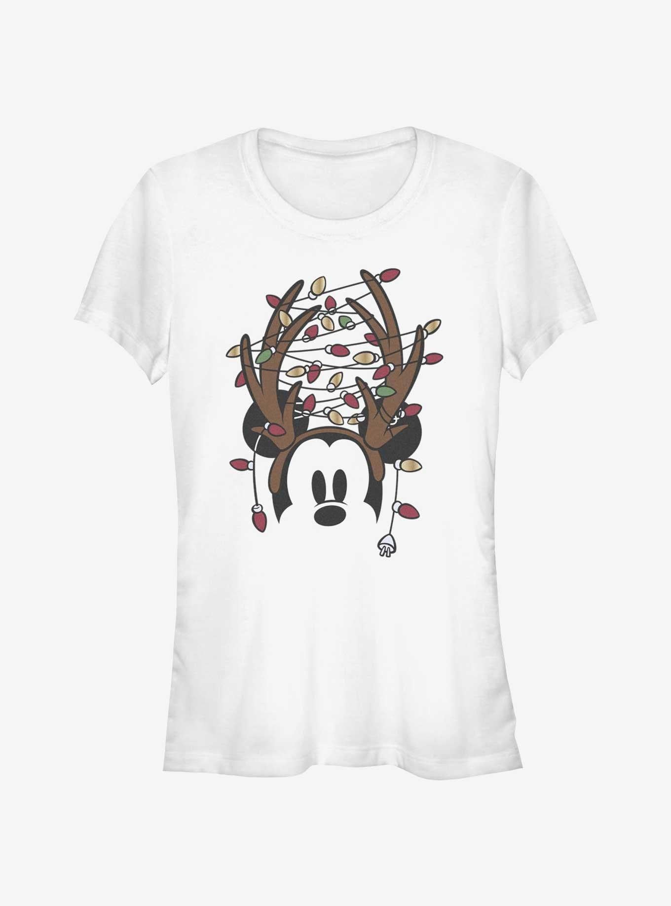 Disney Mickey Mouse Christmas Light Antlers Girls T-Shirt T-Shirt | High-Quality Print | Must-Have Style
