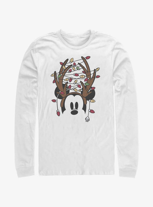 Disney Mickey Mouse Christmas Light Antlers Long-Sleeve T-Shirt T-Shirt | Exclusive Edition | Must-Have Style