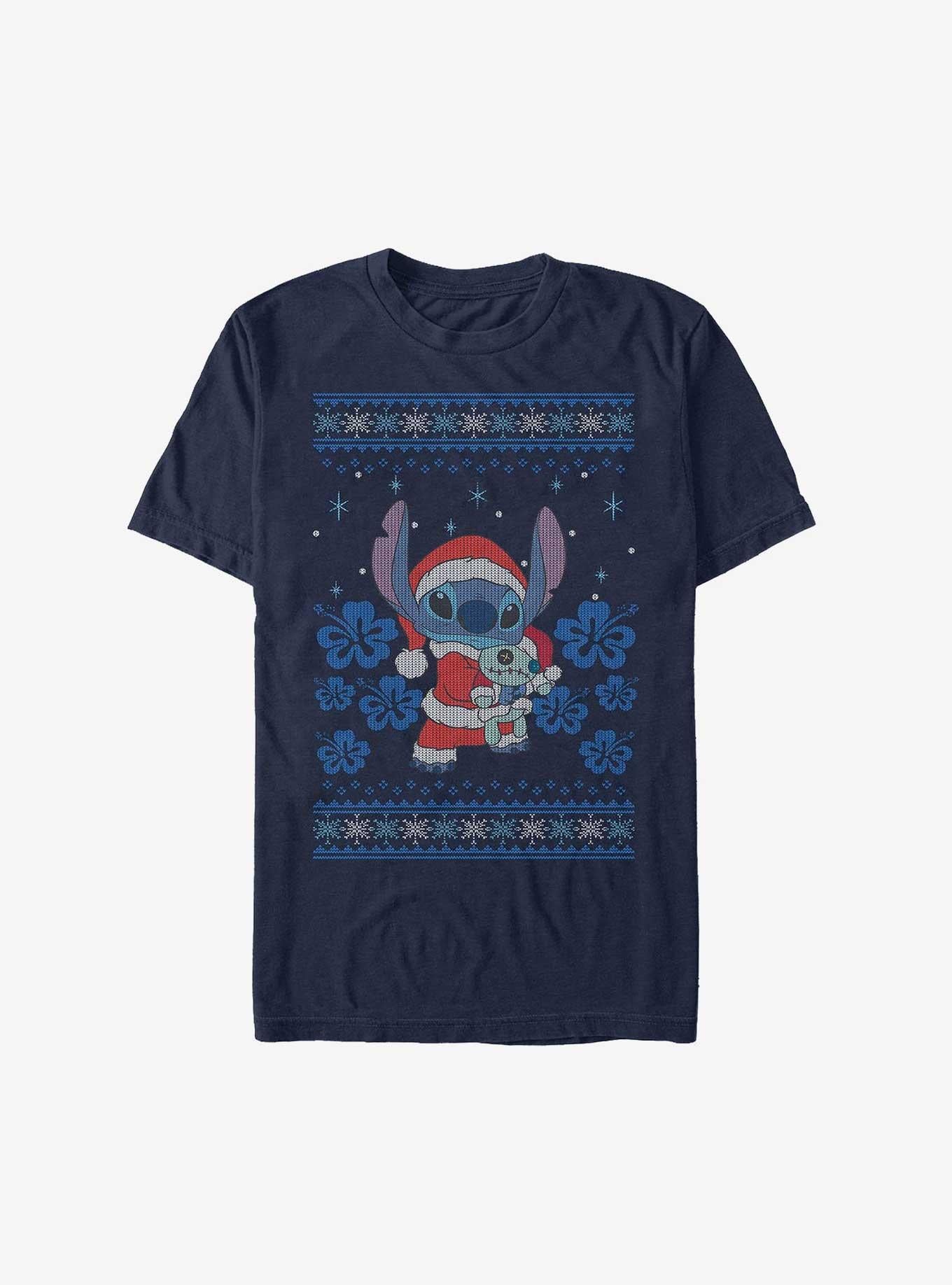 Disney Lilo Stitch Santa Stitch and Scrump Ugly Christmas Extra Soft T-Shirt T-Shirt | High-Quality Print | Top Pick For Fans