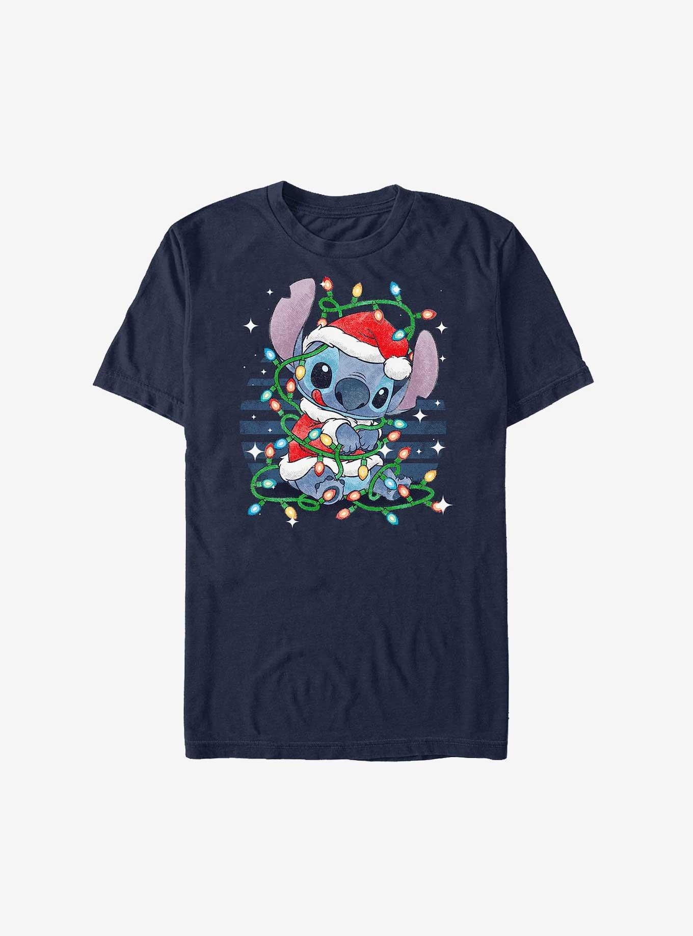 Disney Lilo Stitch Santa Stitch Christmas Lights Extra Soft T-Shirt T-Shirt | Trending Streetwear Style | High Demand Item