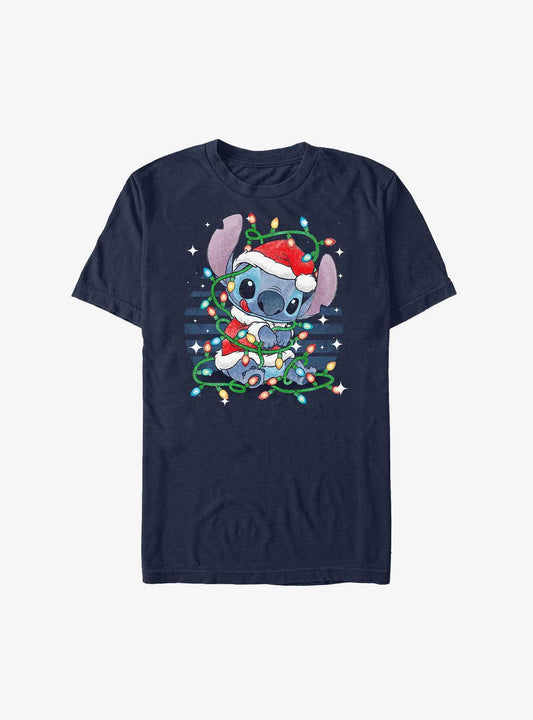 Disney Lilo Stitch Santa Stitch Christmas Lights Extra Soft T-Shirt T-Shirt | Trending Streetwear Style | High Demand Item