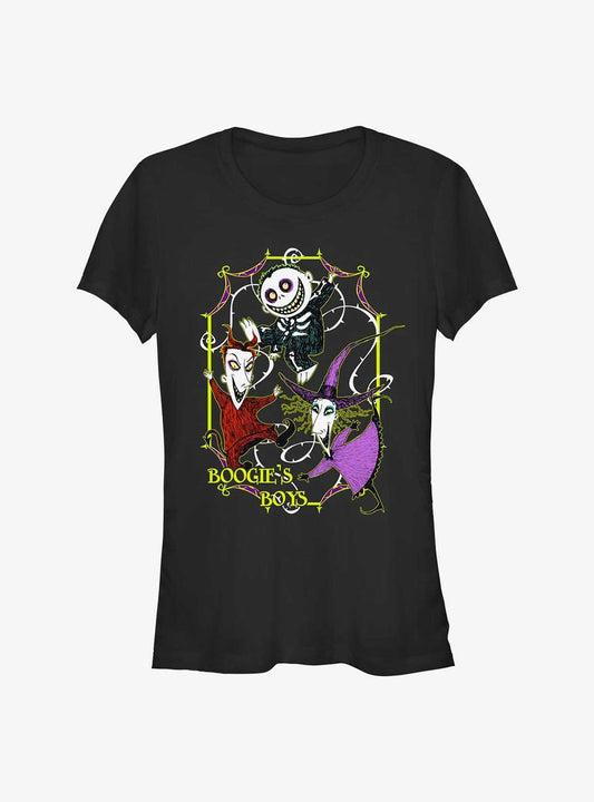 Disney The Nightmare Before Christmas Boogie's Boys Lock Shock & Barrel Girls T-shirt | Trendy Graphic Tee | Casual Unisex T-shirt