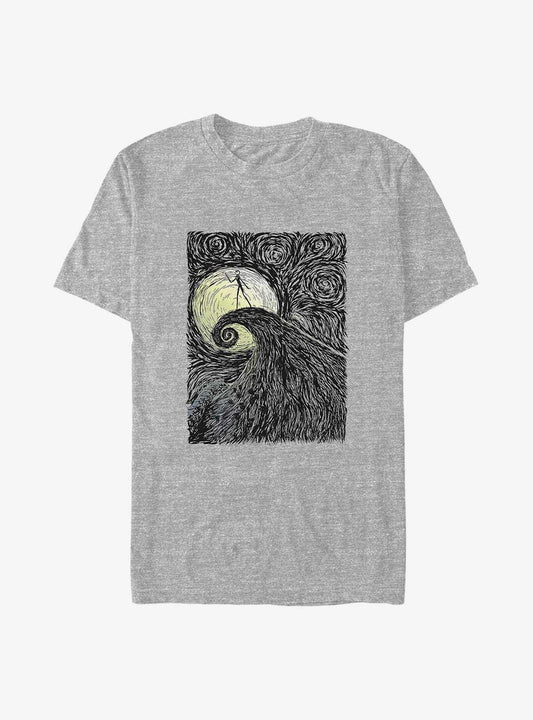 Disney The Nightmare Before Christmas Spiral Hill Poster Big Tall T-Shirt Poster | Streetwear Vibe | Top Pick For Fans