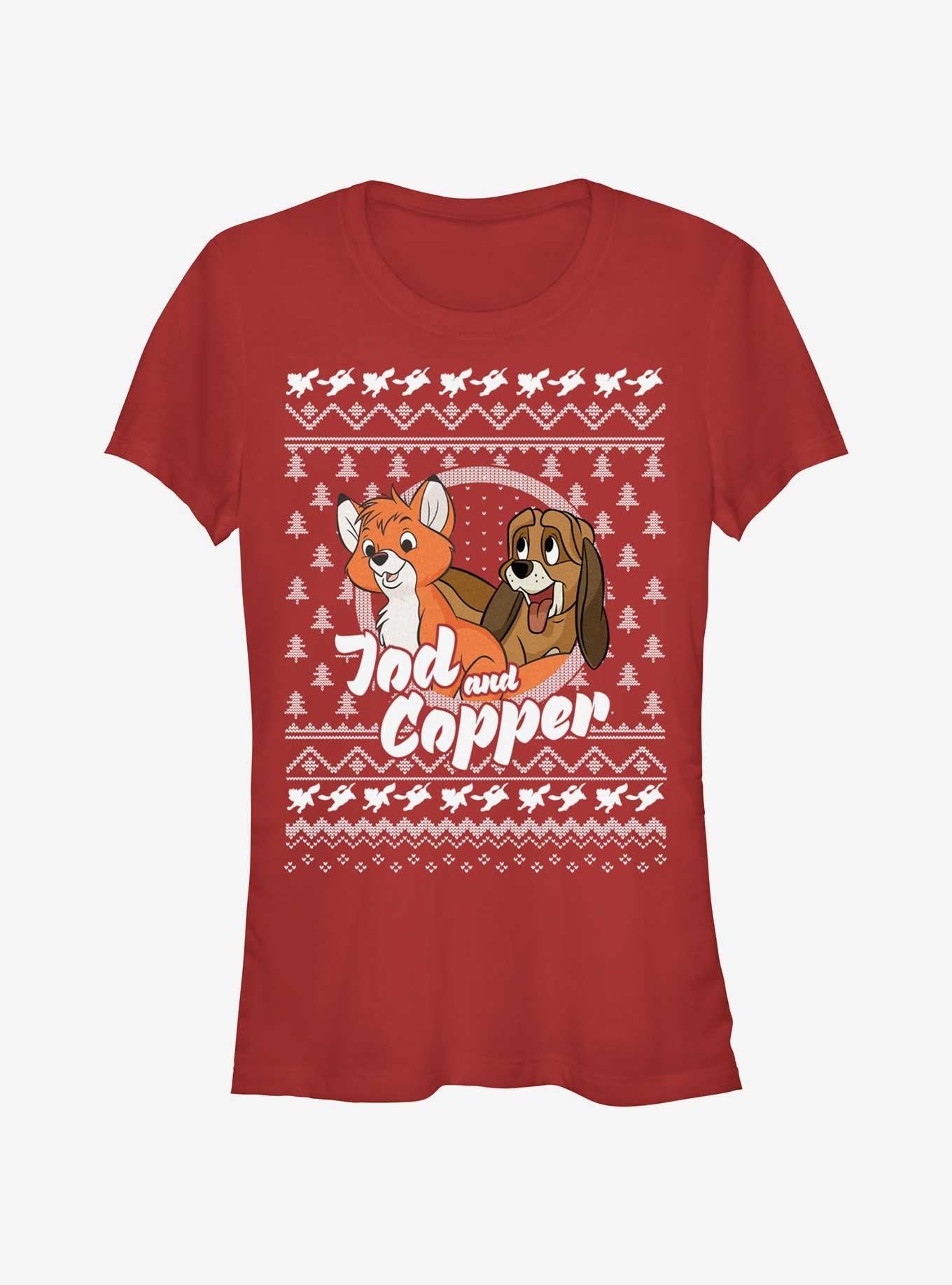 Disney The Fox and the Hound Tod and Copper Ugly Christmas Girls T-Shirt T-Shirt | High-Quality Print | High Demand Item