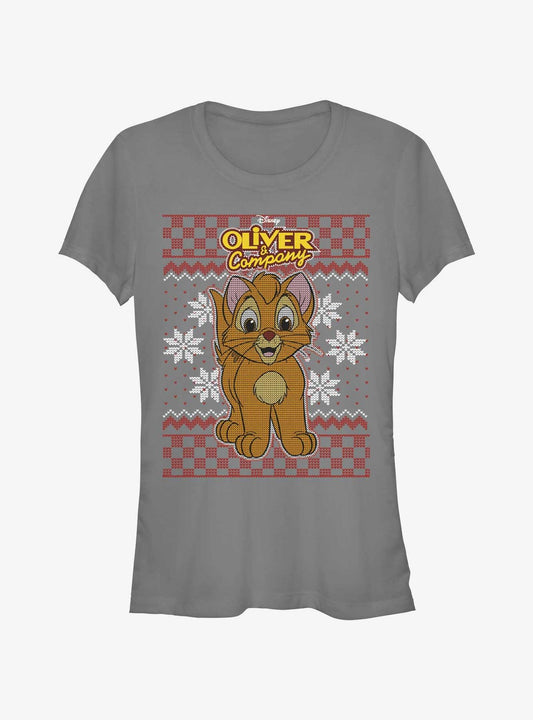 Disney Oliver Company Oliver Ugly Christmas Girls T-Shirt T-Shirt | High-Quality Print | Perfect For Daily Wear
