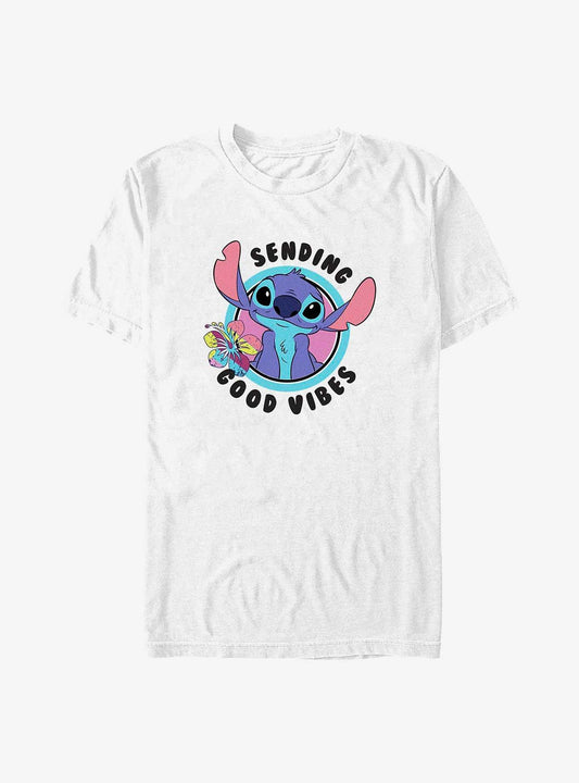 Disney Lilo Stitch Sending Good Vibes T-Shirt T-Shirt | Exclusive Art Design | Great Gift Idea