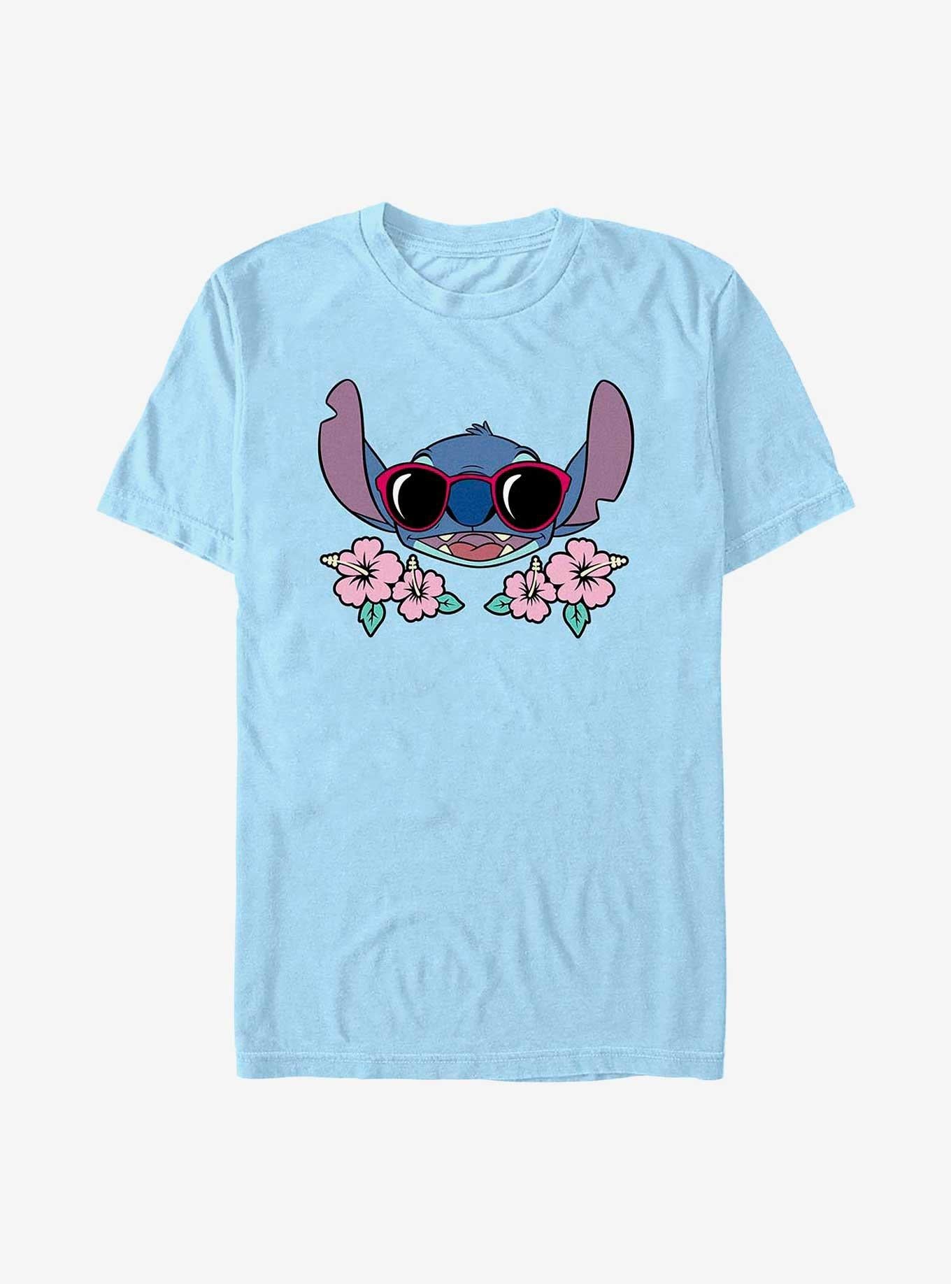Disney Lilo Stitch Stitch Shades Flowers T-Shirt T-Shirt | Best-Selling Design | Perfect For Daily Wear