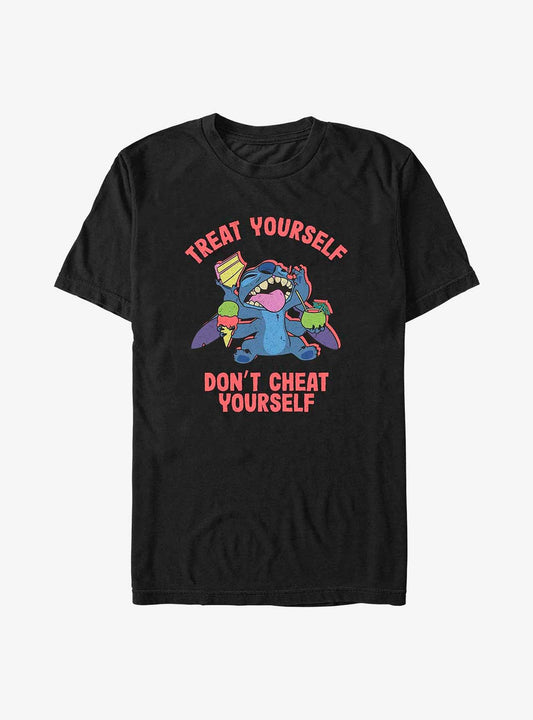 Disney Lilo Stitch Treat Yourself Don't Cheat Yourself T-Shirt T-Shirt | Vintage Graphic Vibe | Great Gift Idea